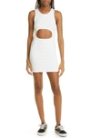 Sandy Liang Riblet Cutout Cotton Rib Tank Dress In White