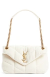 Saint Laurent Small Loulou Puffer Cotton Twill Shoulder Bag In Vanilla Ice