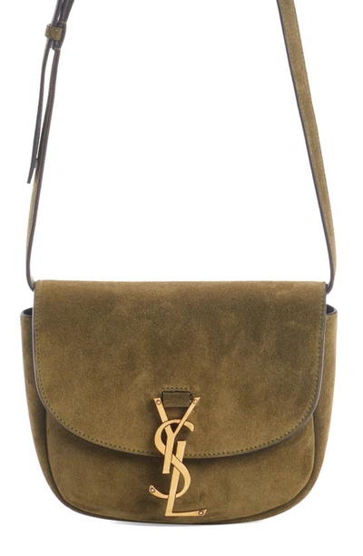 Saint Laurent Small Kaia Suede Satchel In Loden Green
