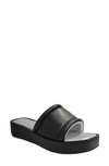 Kenneth Cole Women's Andreanna Slip On Platform Sandals In Black Smooth Pu