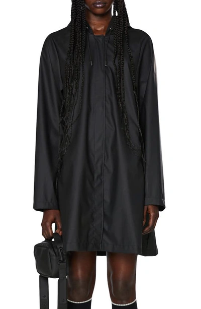 Rains Hooded A-line Rain Jacket In Black