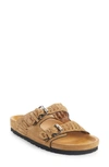 Isabel Marant Lennyo Braided Suede Slides In Camel