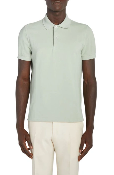 Tom Ford Short-sleeved Cotton Polo Shirt In Grey