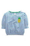 BODEN KIDS' STRIPE EMBROIDERED TERRY TOP