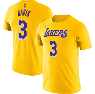 Nike Men's  Anthony Davis Gold Los Angeles Lakers Icon 2022/23 Name And Number Performance T-shirt