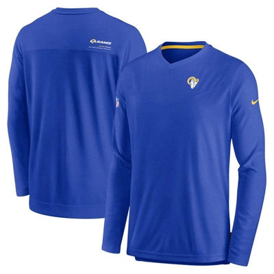 Nike Royal Los Angeles Rams Sideline Coach Chevron Lock Up Long Sleeve V-neck Performance T-shirt