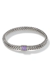 John Hardy Sterling Silver Classic Chain Black Sapphire & Amethyst Reversible Bracelet In Purple/silver