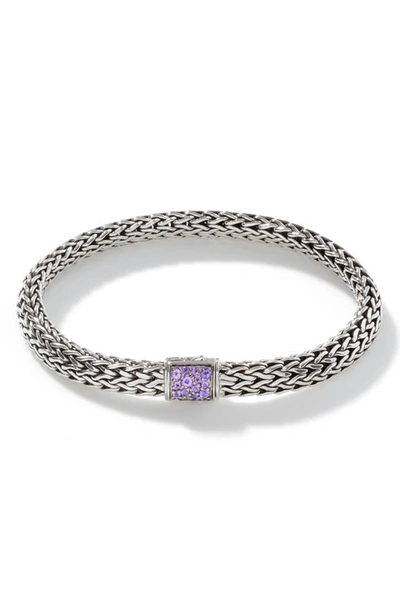 John Hardy Sterling Silver Classic Chain Black Sapphire & Amethyst Reversible Bracelet In Purple/silver