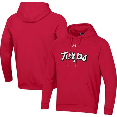 UNDER ARMOUR UNDER ARMOUR RED MARYLAND TERRAPINS SCRIPT ALL DAY RAGLAN PULLOVER HOODIE