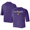 Nike Purple Los Angeles Lakers Courtside Splatter Cropped T-shirt In Purple