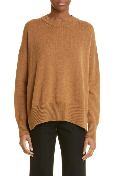 Jil Sander Slouchy Crewneck Cashmere Sweater In Rust / Copper