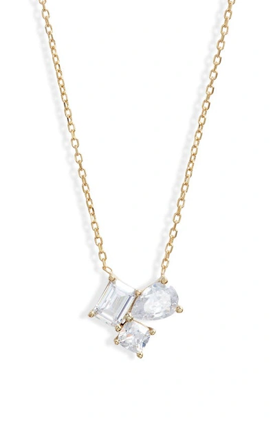 Shymi Cubic Zirconia 3-stone Pendant Necklace In Gold