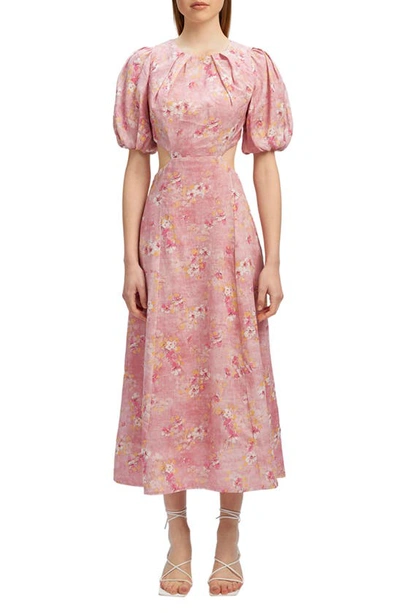 Bardot Malina Floral Open Back Midi Dress In Pink Garden