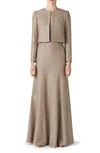 St John Sequin Textured Knit Boxy Jacket In Beige Multi