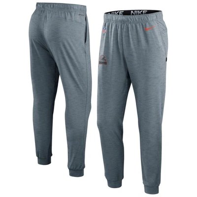 NIKE NIKE HEATHER GRAY CLEVELAND BROWNS SIDELINE POP PLAYER PERFORMANCE LOUNGE PANTS