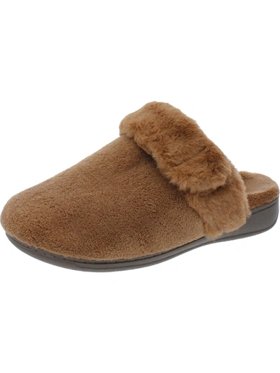 Vionic Marielle Womens Terry Cloth Slide Slippers In Brown