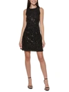 VINCE CAMUTO WOMENS SEQUINED ABOVE KNEE SHEATH DRESS