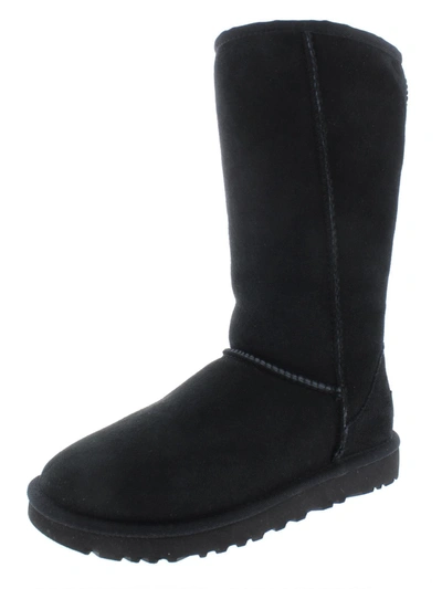 Ugg Classic Tall Ii Womens Suede Fur Lined Winter Boots In Black