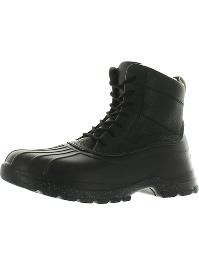 Sperry Duck Float Mens Leather Faux Fur Rain Boots In Black