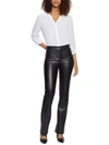 Nydj Marilyn Faux Leather High Rise Straight Jeans In Black In Black