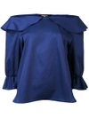 PAULE KA PAULE KA OFF-SHOULDER FRILLED BLOUSE - INDIGO,101H1912031127