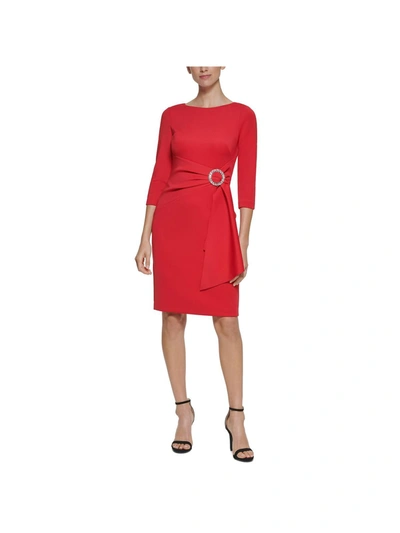 Eliza J Womens Embellished Knee Length Shift Dress In Red