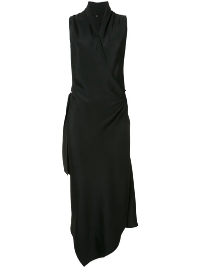 Peter Cohen Victor Wrap-style Silk Dress In Black