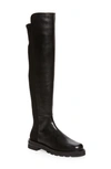 Stuart Weitzman Amber Thigh-high Leather Boot In Black