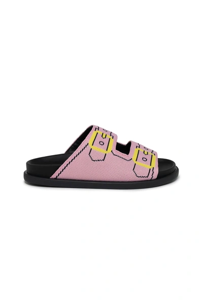 Marni Kids' Buckle-detail Print Slides In Pink