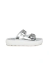 MM6 MAISON MARGIELA SILVER MULES SLIPPERS IN LEATHER WITH MIRROR EFFECT