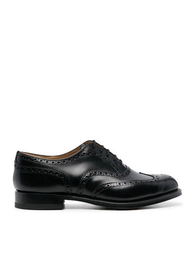 Church's Oxford Brogue Burwood In Brushed Calfskin In Black