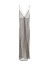 Ganni Silver Crystal-embellished Mesh Maxi Dress In Silver