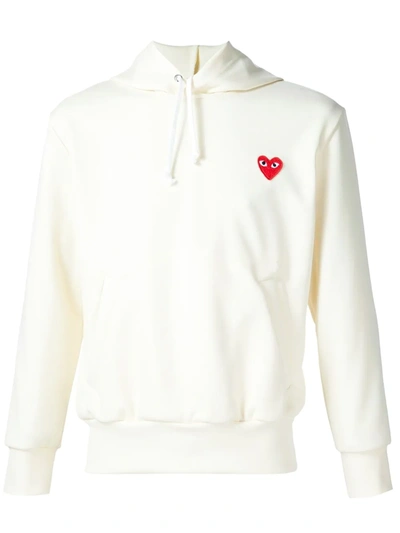 Comme Des Garçons Play Yellow Heart Patch Hoodie In Beige