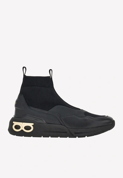 Ferragamo Cosma Sock High-top Sneakers In Black
