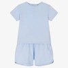 BABIDU BOYS PALE BLUE COTTON SHORTS SET