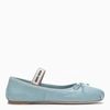 Miu Miu Satin Bow Ballerina Flats In Blue