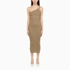 Alessandra Rich One Shoulder Dress Rhinestones In Metal