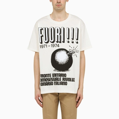 Gucci Graphic-print Short-sleeve Cotton T-shirt In Nude & Neutrals