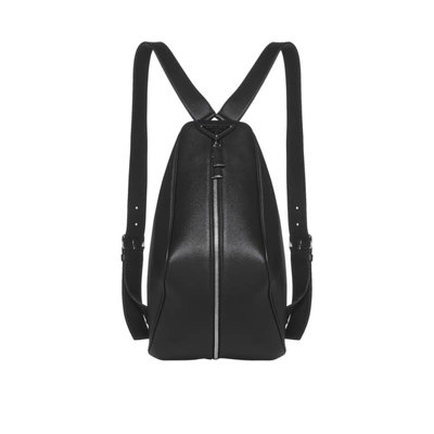 Prada Triangle Leather Backpack In Black