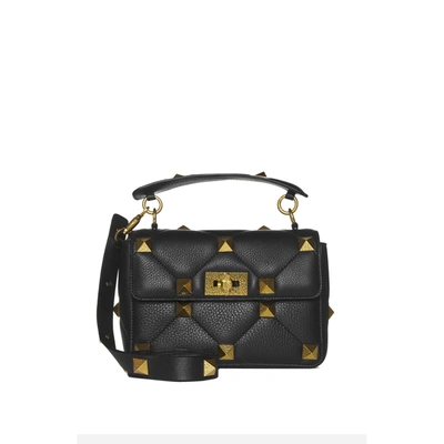 Valentino Garavani Roman Stud Leather Bag In Black