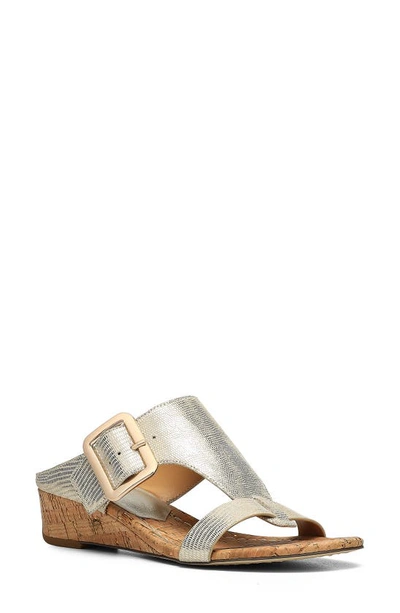 Donald Pliner Vine Buckled Wedge Sandal In Platino