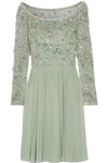 JENNY PACKHAM Embellished tulle and silk-georgette dress