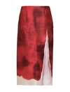 Prada Midirock Aus Bedrucktem Satin Mit Schlitz In Red