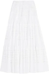 ALAÏA Laser-cut pleated cotton-blend maxi skirt