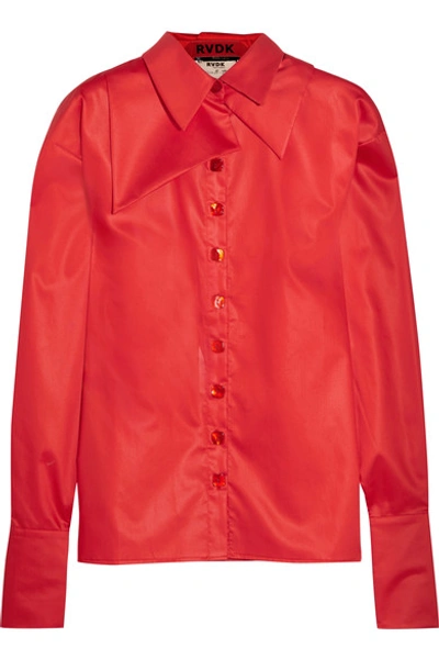 Ronald Van Der Kemp Woman Silk-trimmed Layered Cotton-sateen Shirt Red