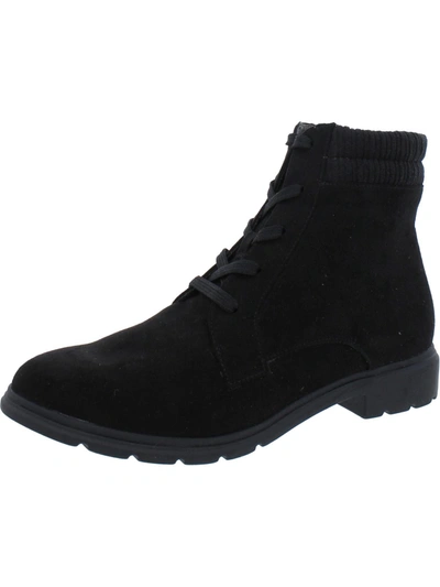 Dr. Scholl's Shoes Networking Womens Faux Suede Ankle Combat & Lace-up Boots In Black