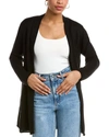 Nic + Zoe Lightweight Long Linen Blend Cardigan In Black