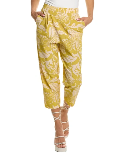 Ted Baker Womens Yellow Kaylani Floral-print Cropped Woven Trousers