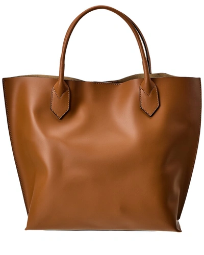 Italian Leather Top Handle Tote In Brown