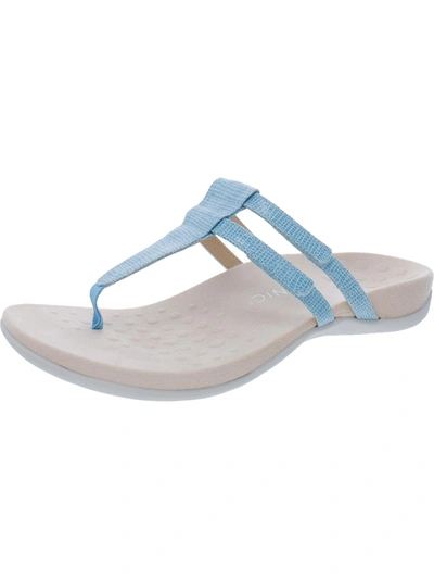 Vionic Elvia Womens Leather Thong Slide Sandals In Pink